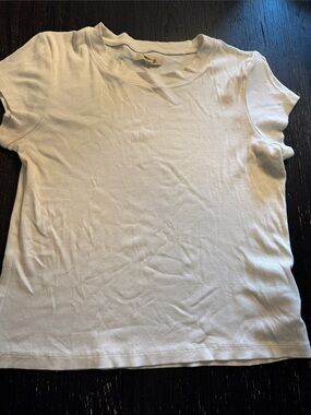 Madewell Classic Short-Sleeve Ribbed Crew Tee in Off-White